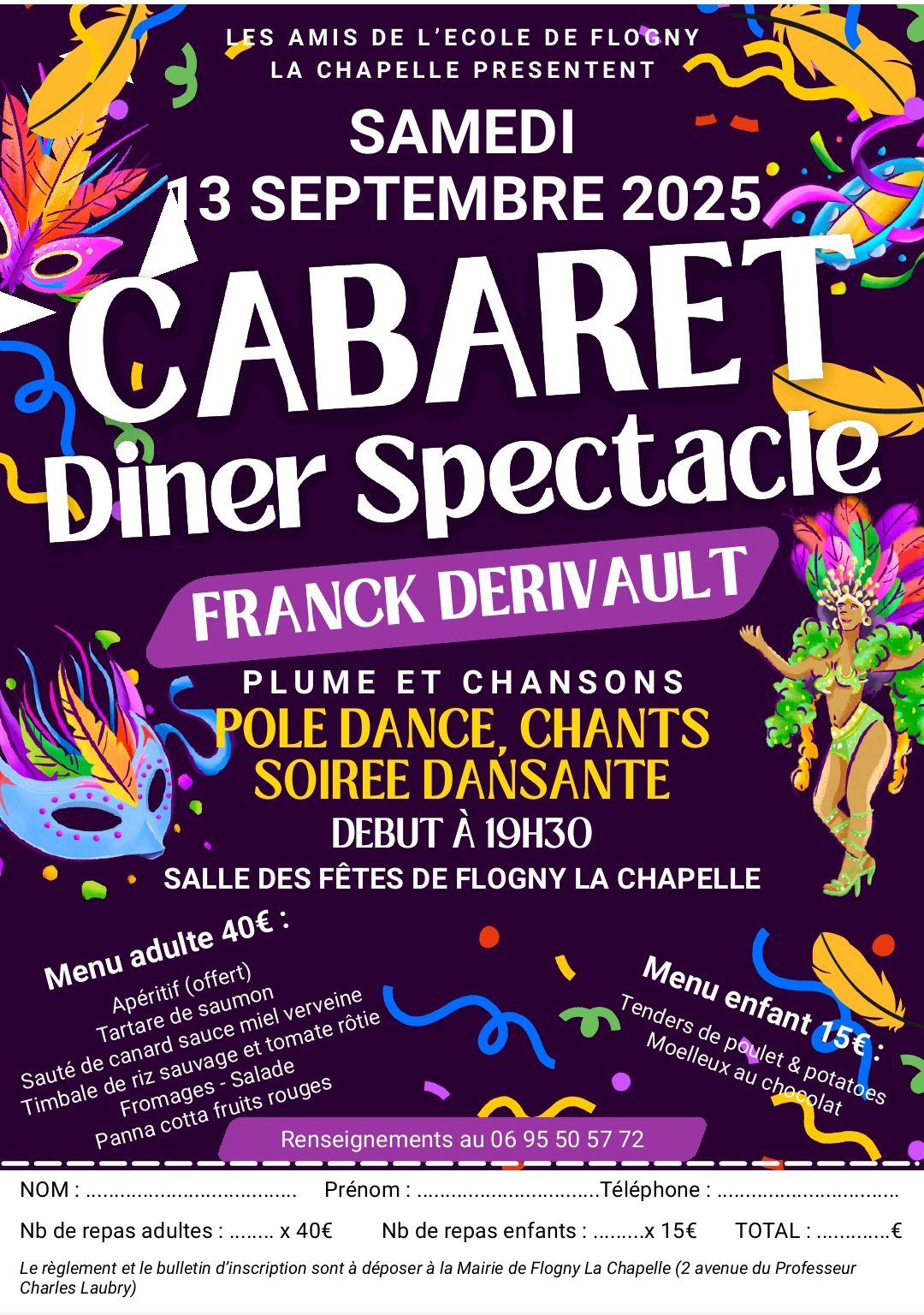 Les amis de l'école organisent un CABARET Diner Spectacle le 13 septembre